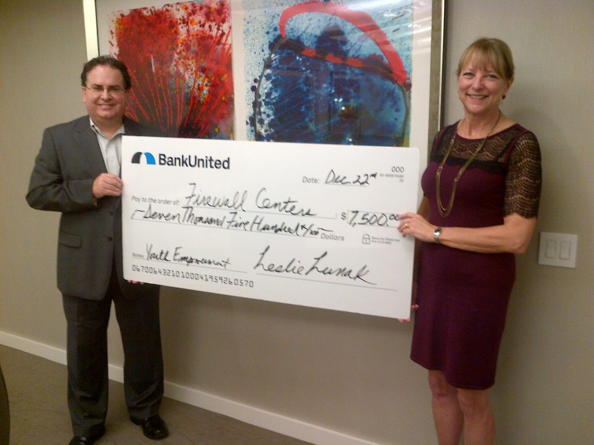 Firewall Centers receives $7,500 grant from Bank United to change student lives