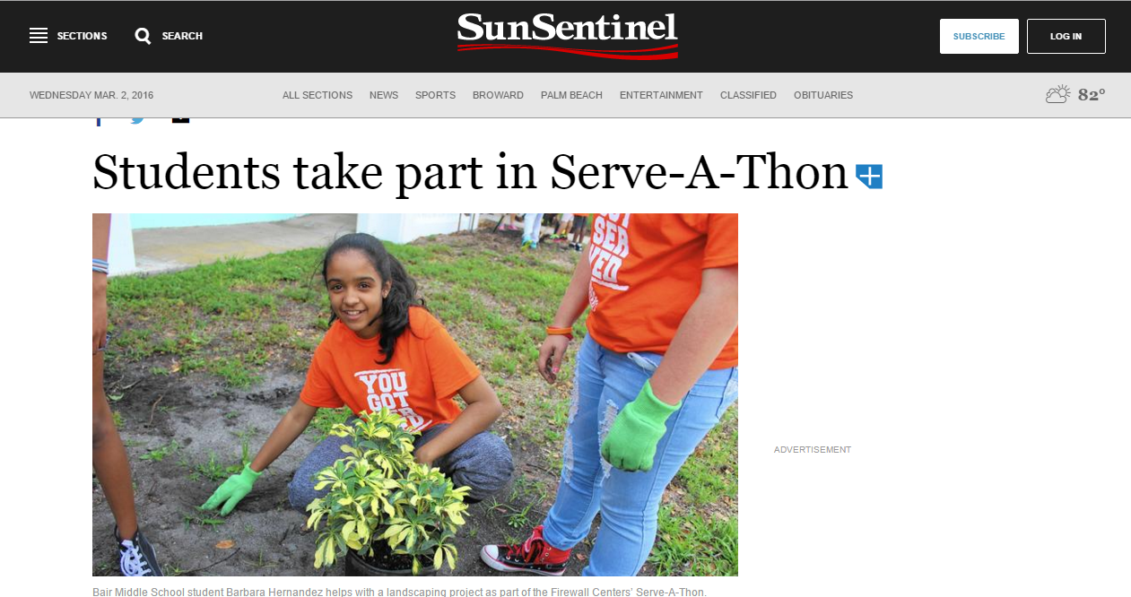 Serve-A-Thon in the Sun Sentinel