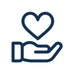 donate icon with a heart and a helping hand